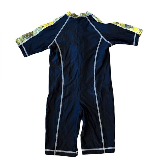 LL Bean Sun and Surf Bodysuit Swimsuit Black And Yellow Boys Size Medium 10-12 - Picture 2 of 6